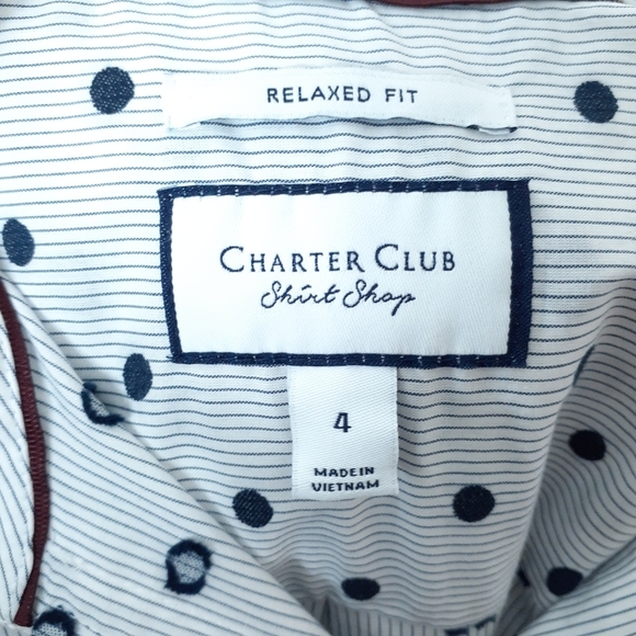 Charter Club Button Up Shirt Sz 4 Pinstripe 768 - Picture 4 of 5